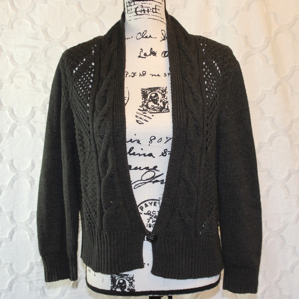 One Button Dark Gray Cardigan By Old Navy